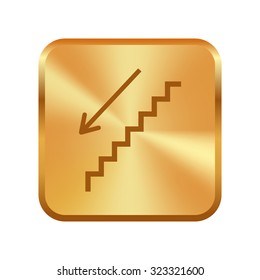 Vector gold button with stairs - vector icon