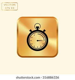 Vector gold button with Stopwatch icon 