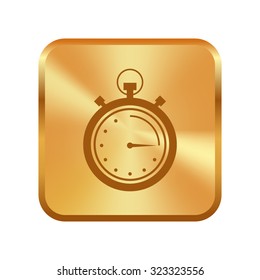 Vector gold button with Stopwatch icon 