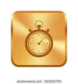  Vector gold button with Stopwatch icon 