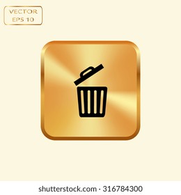Vector gold button with Trash icon