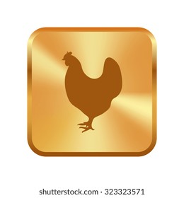 Vector gold button with Variety silhouettes chicken