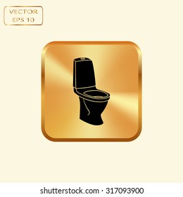 Vector gold button with WC bathroom toilet 