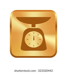 Vector gold button with Web icon- scales, weighing, weight