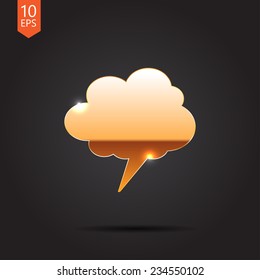 Vector gold callout icon isolated on dark background. Eps10