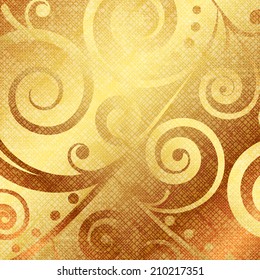 Vector gold canvas with floral decorations