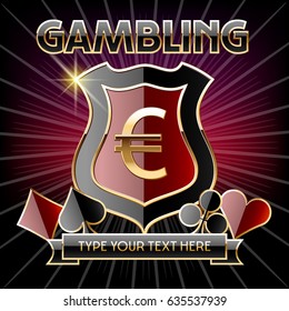 Vector gold casino promo sign Gambling
