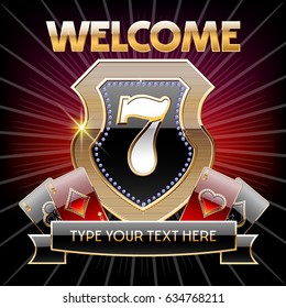 Vector gold casino welcome banner