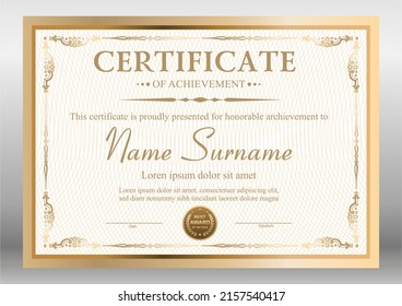 Vector Gold Certificate Template Bage Stock Vector (Royalty Free ...