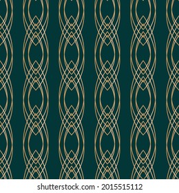 Vector gold chain art deco dark seamless pattern