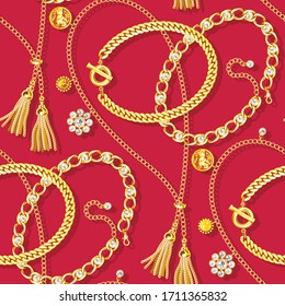 Vector Gold Chain Seamless Pattern