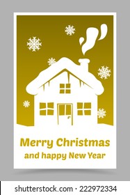 vector gold christmas card with christmas elements