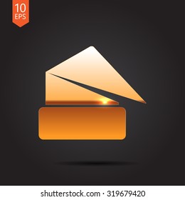 Vector gold christmas hat icon on dark background 