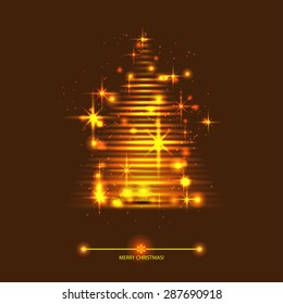 vector gold christmas tree. Greeting card