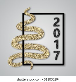 Vector gold Christmas tree. New Year 2017 background. Gold glitter texture. Holiday design