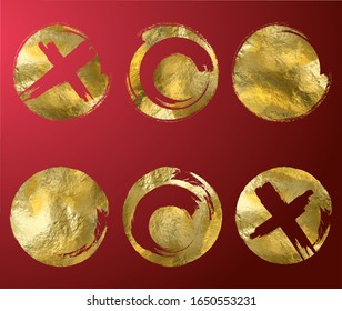 Vector gold circle frame set. Abstract vector illustration.