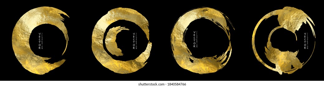 Vector gold circle frame set