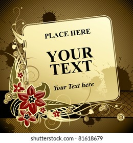 Vector gold classic banner and background with floral ornament and blots