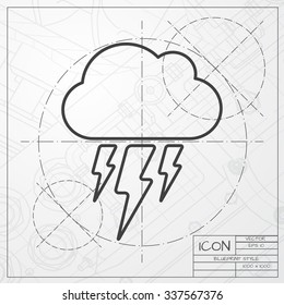 Vector gold cloud flash icon isolated on dark. Epsblueprint of0 