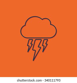 Vector gold cloud flash icon isolated on dark. Epsblue0 