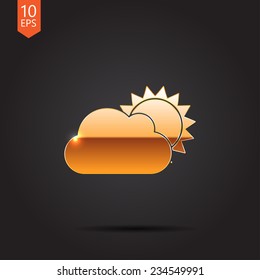Vector gold cloudiness icon isolated on dark background. Eps10