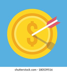 Vector Gold Coin and Arrow Icon Successful Business Concept