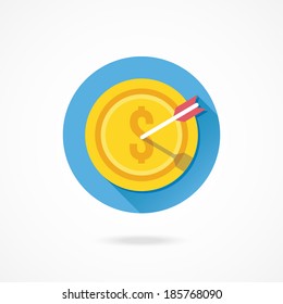 Vector Gold Coin and Arrow Icon Successful Business Concept