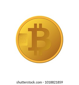 Vector gold coin bitcoin.