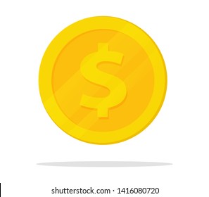 vector gold coin in flat design isolate on white background.