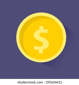 Vector Gold Coin flat design.