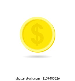 vector gold coin, flat icon design isolated white background