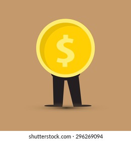 Vector Gold Coin have leg flat design.