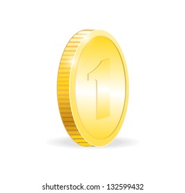 Vector Gold coin isolated on white background