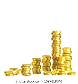 Vector gold coins can be used for additional decorations on a white background.