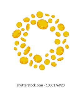 Vector gold coins falling background. Finance graphic