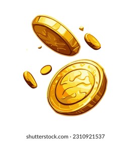 Monedas de oro vectoriales aisladas de fondo blanco. Ilustración vectorial Eps10.