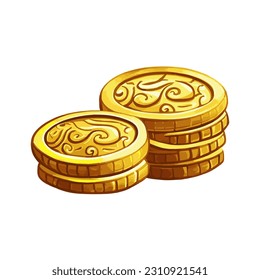 Monedas de oro vectoriales aisladas de fondo blanco. Ilustración vectorial Eps10.