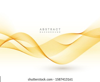 Vector gold color abstract wave design element. Abstract background, color flow waved lines for brochure, website, flyer design. Transparent smooth wave