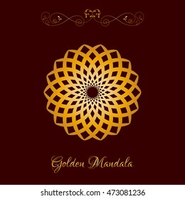 Vector Gold Color Mandala over dark brown