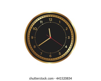 Vector Gold Color Wall Clock