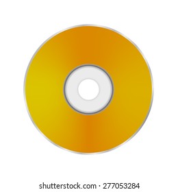 Vector Gold Compact Disc Isolated on White Background. 