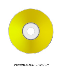 Vector Gold Compact Disc Isolated on White Background 