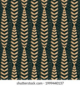 Vector gold cones art deco dark seamless pattern