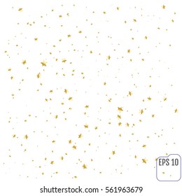 Vector gold confetti background for luxury greeting rich card. Confetti celebration, Falling golden abstract decoration for party, birthday celebrate, anniversary or event, festive. Festival decor.