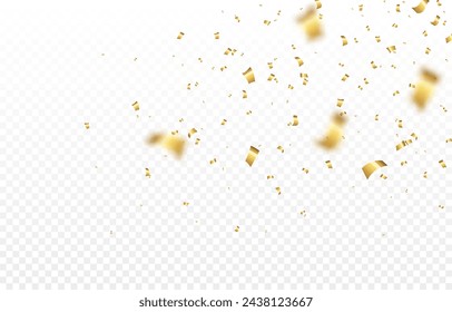 Vector gold confetti png. Confetti falling. Confetti, serpentine, tinsel. Decoration for the holiday. Birthday.