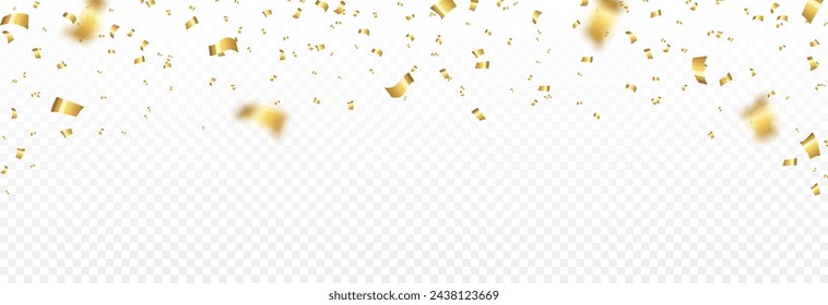 Vector gold confetti png. Confetti falling. Confetti, serpentine, tinsel. Decoration for the holiday. Birthday.