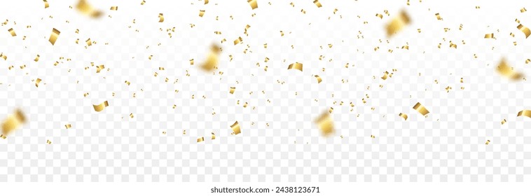 Vector gold confetti png. Confetti falling. Confetti, serpentine, tinsel. Decoration for the holiday. Birthday.