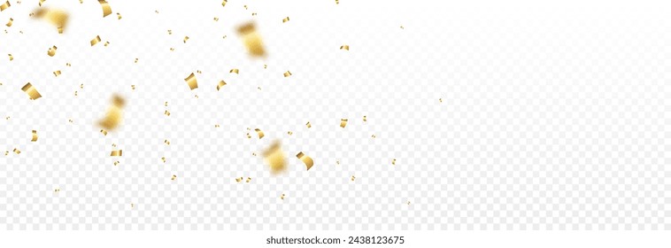 Vector gold confetti png. Confetti falling. Confetti, serpentine, tinsel. Decoration for the holiday. Birthday.