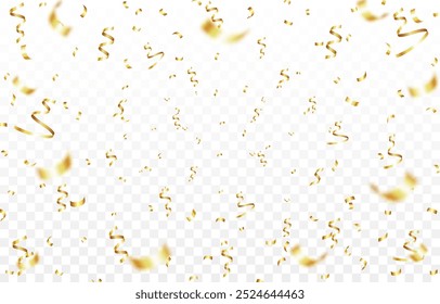 Vector de oro confeti png. Confeti cayendo. Confeti, serpentina, oropel png. Decoración para las vacaciones. Cumpleaños, Navidades.