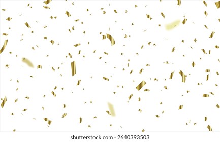 Vector gold confetti png. Confetti falling. Confetti, serpentine, tinsel. Decoration for the holiday, party celebration Birthday, Falling shiny golden confetti explosion, zigzag ribbon falls